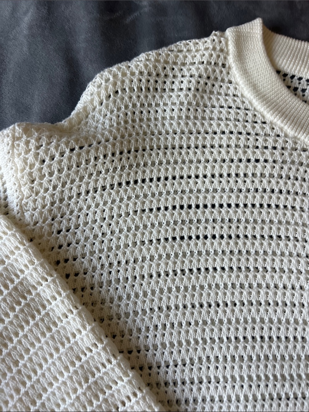 Varley Cream Open-Weave Crew Sweater - Picture 8 of 9